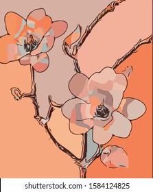 Beautiful colorful flower illustration. fashion bloom pattern for Silk scarf, decoration for cards, cover of books.