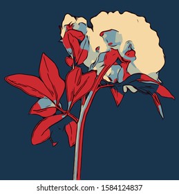 Beautiful colorful flower illustration. fashion bloom pattern for Silk scarf, decoration for cards, cover of books.