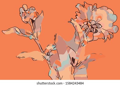 Beautiful colorful flower illustration. fashion bloom pattern for Silk scarf, decoration for cards, cover of books.