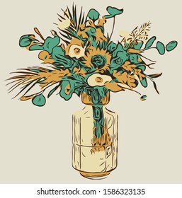 Beautiful colorful flower illustration. fashion bloom pattern for Silk scarf, decoration for cards, cover of books.
