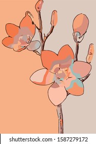 Beautiful colorful flower illustration. fashion bloom pattern for Silk scarf, decoration for cards, cover of books.