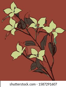 Beautiful colorful flower illustration. fashion bloom pattern for Silk scarf, decoration for cards, cover of books.