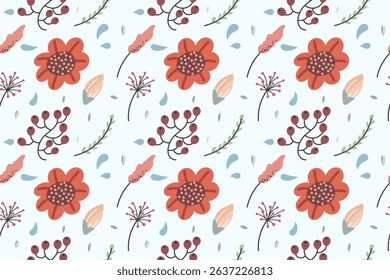 beautiful colorful flower patterns. red, yellow