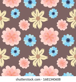 hermoso y colorido patrón vectorial de flores