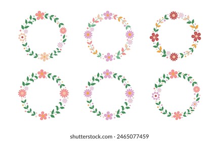 beautiful colorful flower wreath Isolated on a white background