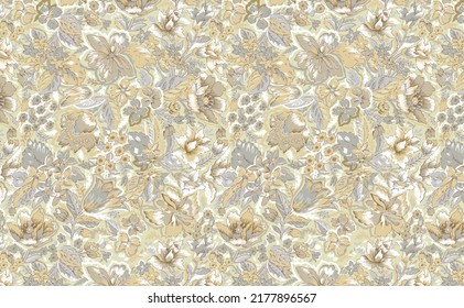 flores hermosas y coloridas con un diseño de fondo de patrón abstracto. Ilustración floral, para tarjeta de felicitación, material e impresión digital - Ilustración