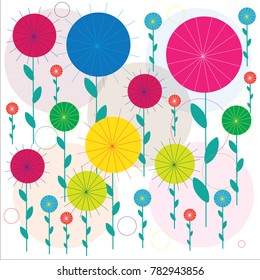 beautiful colorful flowers with leafs vector illustration