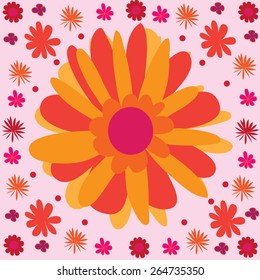 beautiful colorful flowers and polka dots vector illustration