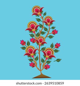 Beautiful colorful flowers in vase cartoon vector illustration