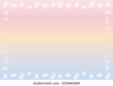 Beautiful colorful frame with white hearts pattern