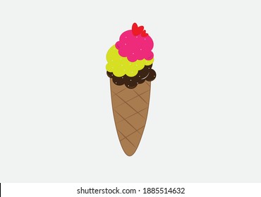 Beautiful colorful fruit ice cream. Vector illustration	