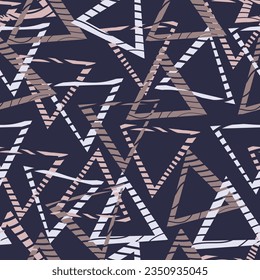 Beautiful colorful geometric textured seamless pattern. Vector illustration for print, fabric, cover, packaging, interior decor, blog decoration and other your projects.