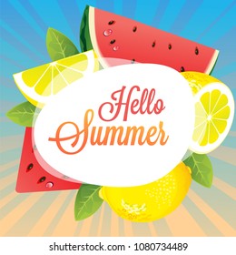 beautiful colorful hello summer vector