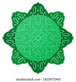 Beautiful colorful illustration with isolated on the white background green abstract pattern with copy space