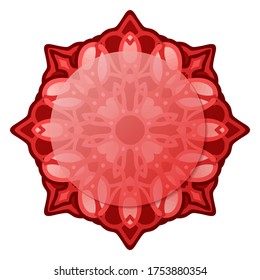 Beautiful colorful illustration with single red abstract pattern and transparent copy space isolated on the white background