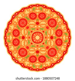 Beautiful colorful illustration with stylized pizza isolated on the white background