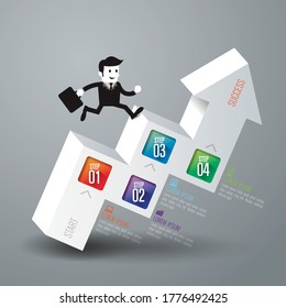 Beautiful and colorful informative business infographics. Graphs, value, stripes, arrows, text, diagrams, time. Can be used for steps, options, business processes, workflow, flowchart concept.