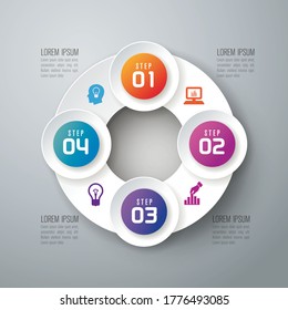 Beautiful and colorful informative business infographics. Graphs, value, stripes, arrows, text, diagrams, time. Can be used for steps, options, business processes, workflow, flowchart concept.