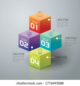 Beautiful and colorful informative business infographics. Graphs, value, stripes, arrows, text, diagrams, time. Can be used for steps, options, business processes, workflow, flowchart concept.