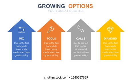 Beautiful and colorful informative business infographics. Graphs, value, stripes, arrows, text, diagrams, time. Can be used for steps, options, business processes, workflow, flowchart concept.
