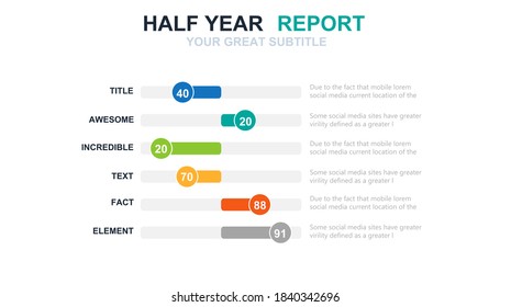 Beautiful and colorful informative business infographics. Graphs, value, stripes, arrows, text, diagrams, time. Can be used for steps, options, business processes, workflow, flowchart concept.
