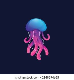 Beautiful Colorful Jellyfish Design Illstration