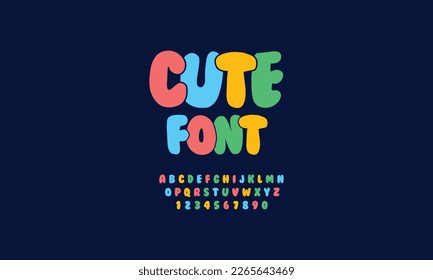 Beautiful Colorful Kids logo Fonts,  Typography Fonts for Children's Books, Educational Materials, and Fun Projects" Colorful kids alphabet design template. Cartoonish Bubbly Fonts for Kids Material.