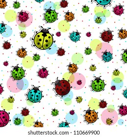 Beautiful, colorful ladybugs on white background
