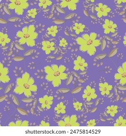 Beautiful colorful leaves pattern design. Good for prints, wrapping, textile, and fabric. Hand-drawn background. Botanic Tile. Surface pattern design.