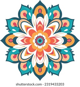 beautiful and colorful mandala art illustration for wall decor, stickers and decoration
