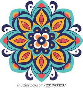 beautiful and colorful mandala art illustration for wall decor, stickers and decoration