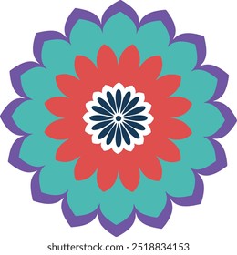 Beautiful and colorful mandala art vector illustration for wall decoration.
