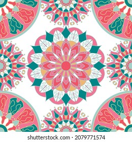 Bonito y colorido patrón de centro mandala, fondo y textura para diseños de tela y ropa.