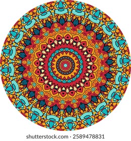A beautiful, colorful mandala design, perfect for coloring books, stationary, or other creative projects.