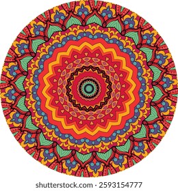 A beautiful, colorful mandala design, perfect for coloring books, stationary, or other creative projects.