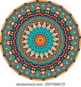 beautiful, colorful mandala design, perfect for coloring books, stationary, or other creative projects.