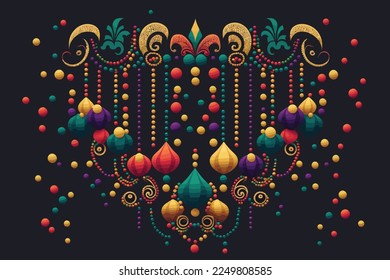 beautiful colorful Mardi gras beads background.