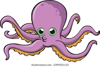 Beautiful colorful marine octopus swimming