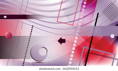 Beautiful colorful memphis style background in pink tones. An excellent illustration for advertising, posters, postcards, business cards, corporate attributes and your other projects. Vector.