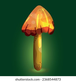 A beautiful colorful mushroom in a cartoon childish style using brown and yellow tones. Vector illustration EPS10