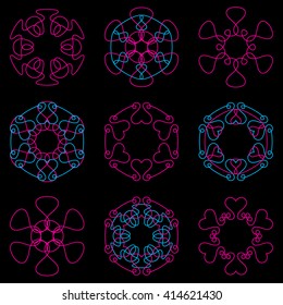 Beautiful colorful outline round ornaments collection vector illustration