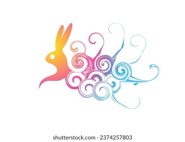 Beautiful Colorful Painting of a rabbit or bunnies running fast wallpaper