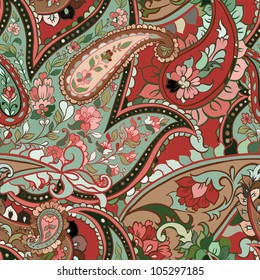 beautiful colorful paisley seamless background