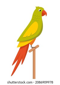 Beautiful colorful parrot Ara Macaw. Vector illustration in flat style