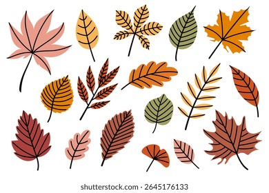 A Beautiful and Colorful Pattern Featuring Autumn Leaves in Various Vibrant Hues and Tones