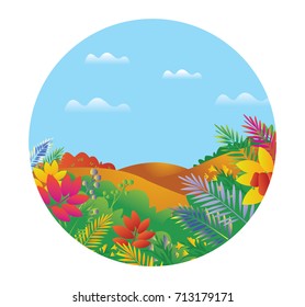 beautiful colorful plant trees nature landscape background vector illustration, square.