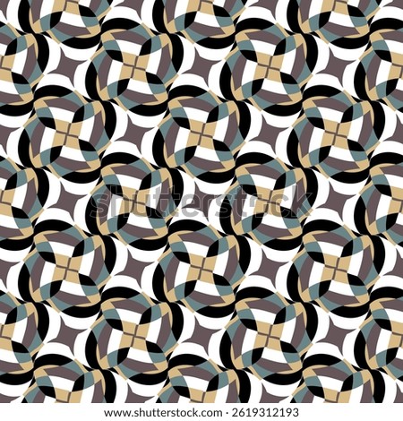 Beautiful colorful polygonal seamless pattern. Overlapping art forms, stripes, polygons, segments are grouped and arranged in a certain order. Vector. 
