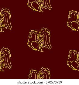 Beautiful colorful rooster. Endless pattern. Background rooster symbol 2017.
