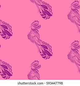 Beautiful colorful rooster. Endless pattern. Background rooster symbol 2017.