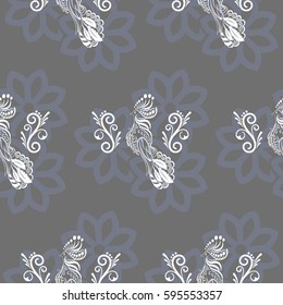 Beautiful colorful rooster. Endless pattern. Background rooster symbol 2017.